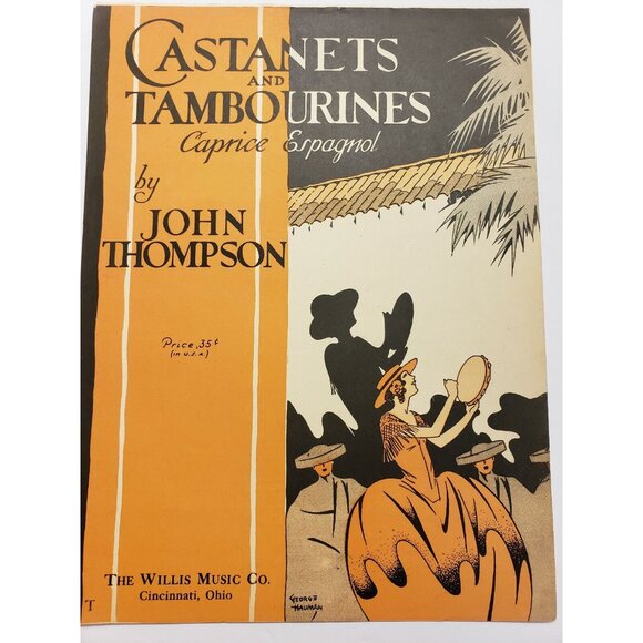 Sheet Music-"Castanets and Tambourines" by John Thompson, 1930, vintage - Picture 1 of 3